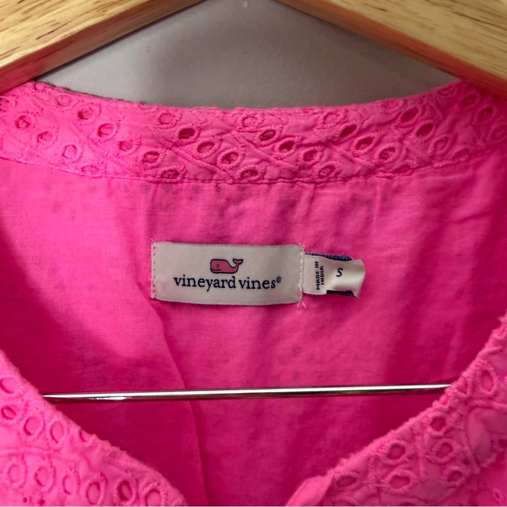 Vineyard Vines Pink Cotton Eyelet Tiered Sleeveless Top Tassels Size Small 1119 - Picture 4 of 8